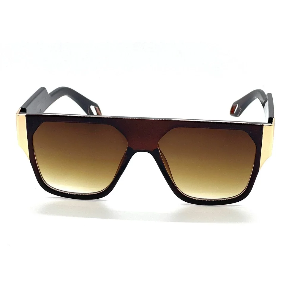Mens Sunglasses Rectangular Ovarsized Gold Accent‎ Fashion Shades Lentes Gafas
